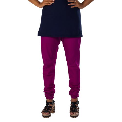 AWA Women's premium soft Cotton Chudidar pants / Gathering pants, Color - Purple, Size-XL
