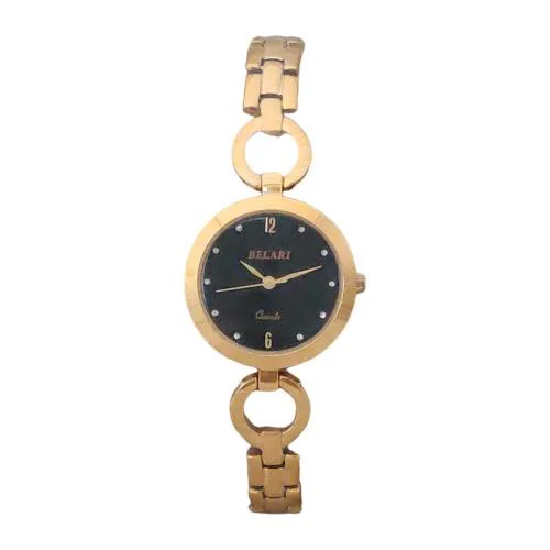 BELARI Ladies Watch golden Dial metal Case And metal Chain , Latest Design Analog Display Ladies black Watch