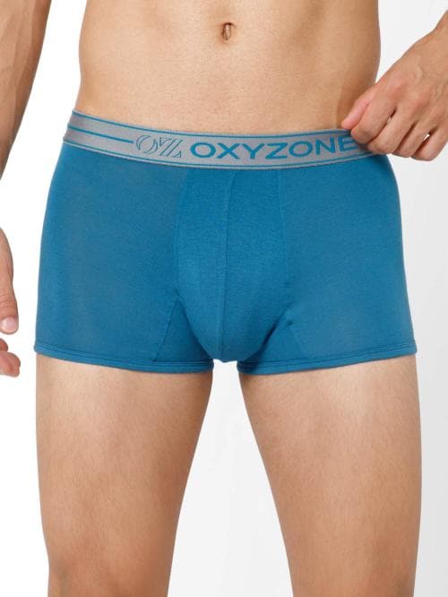 OXYZONE Classic Men's Trunks | Soft Cotton | Stretch Fit | Quick-Dry | Anti-Odor | Ultra-Soft | Moisture-Wicking | Breathable | Comfort Fit Boxer Trunks for Men, Teal Blue (Pack of 1)