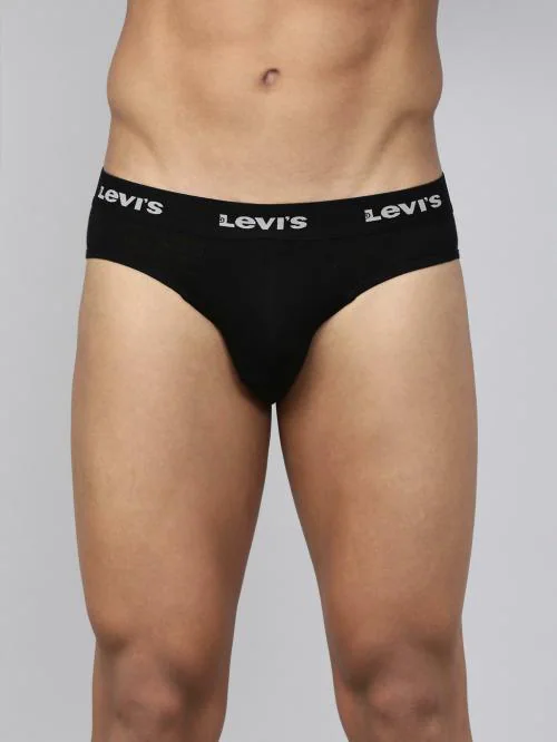 Levi's Men's Black Solid 100% Cotton Briefs