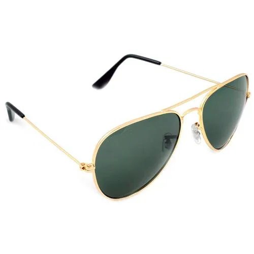 Green Lens Golden Frame Aviator Sunglasses for Men and Women