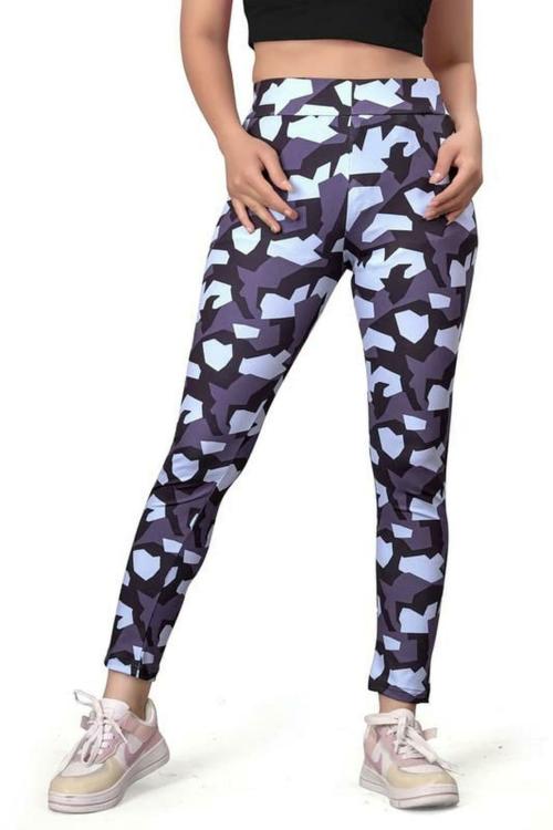 MAHIPATI Women Navy Blue Havi Printed Micro Lycra Fabric Active Wear Jegging (28)