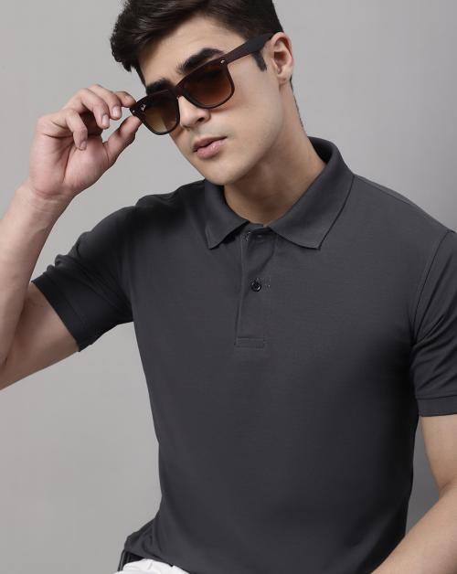 Obaan Men's Polyster Half Sleeve Solid Polo Neck T-shirt