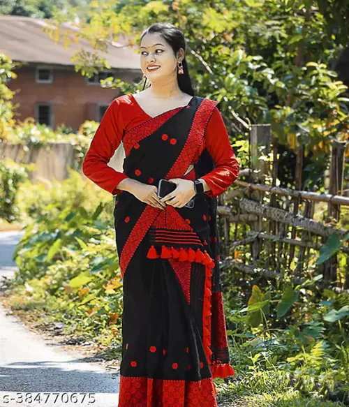 DIVINE FABRICS AC Cotton Silk Mekhela Chador Assamese Saree Mekhala Sador( This item is NOT a saree, It's Mekhela for Assamese people)
