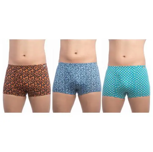 VIP Men's Assorted Brando Printed Cotton Pack of 3 Trunk