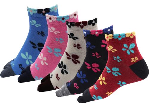 RC. ROYAL CLASS Women's Ankle Length Cotton Thumb Multicolored Socks (pack of 5 pairs)