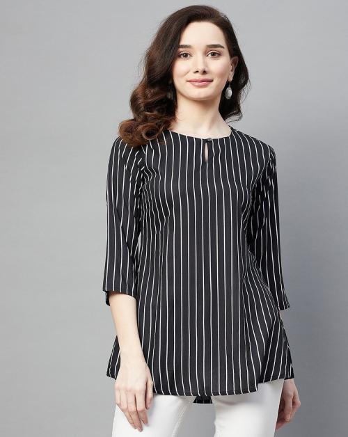 Aarika Women's Black Color Striped Top
