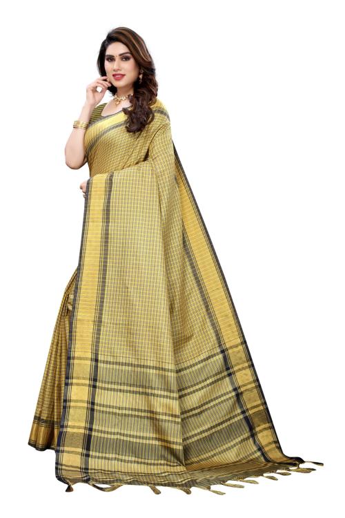 Pisara Woman's Beige Woven Design Cotton Silk Saree