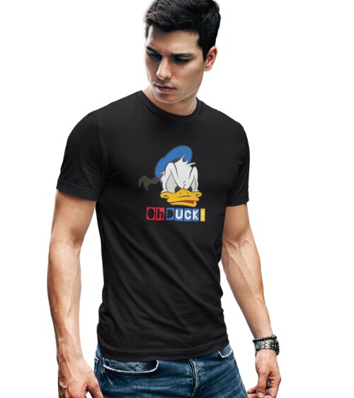 Calm Down Men Black Printed Cotton Blend Round Neck T Shirt-M(HALF-MEN-BLACK-OHDUCK)
