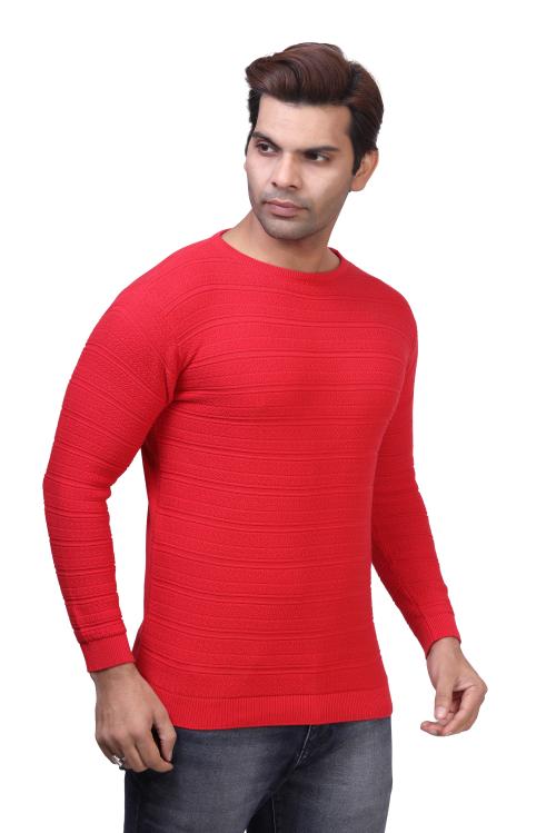 Buy STAR COTTON Men Knitted Red Round Neck Cotton TShirt Full Sleeve