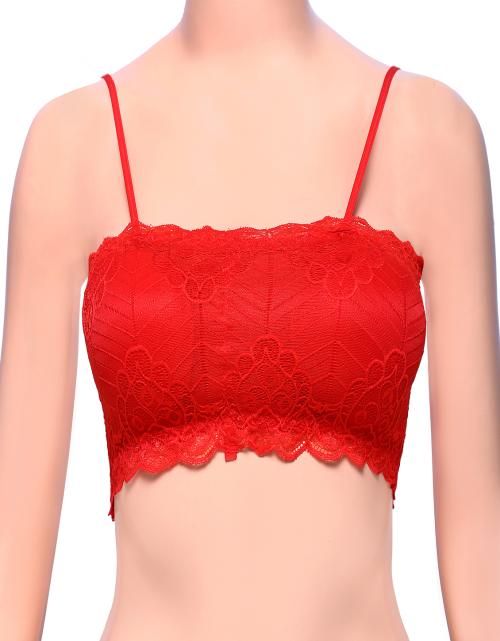 D Life Dream Life Women Lycra Lace Padded Red Padded Bra