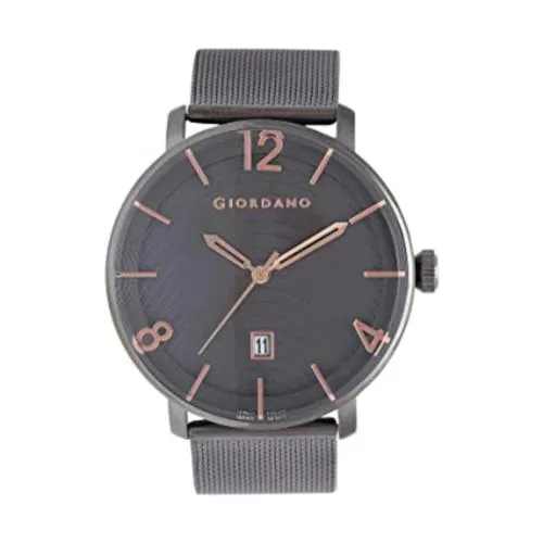 Giordano Analog Grey Dial Gray, Black Strap Watch For Men
