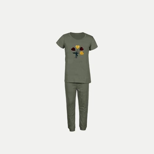 Rad Prix Girls Olive Embroidered Pyjama Set