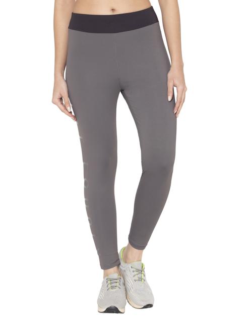BODYACTIVE Womens Grey Printed Polyester Blend Single Track Pants