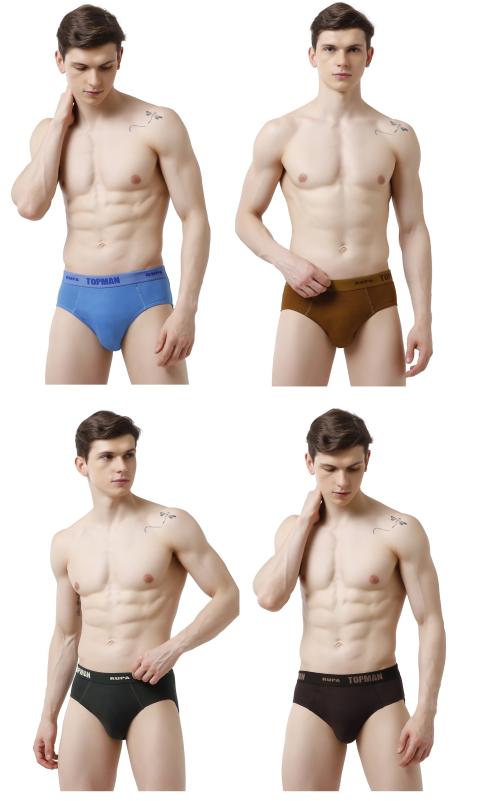Rupa Topman Men Assorted Solid 100% Cotton Pack of 4 Briefs
