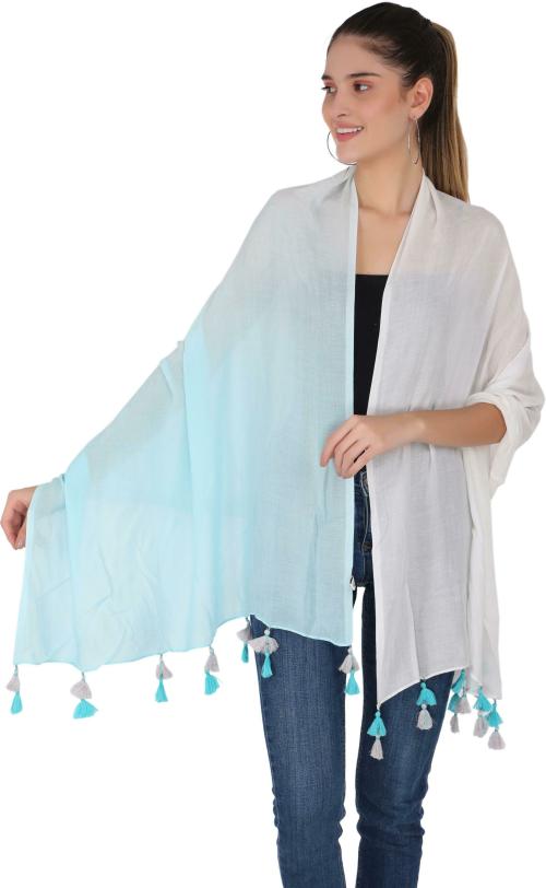 Palatt Women Blue Self Design Viscose Scarf (65x185)