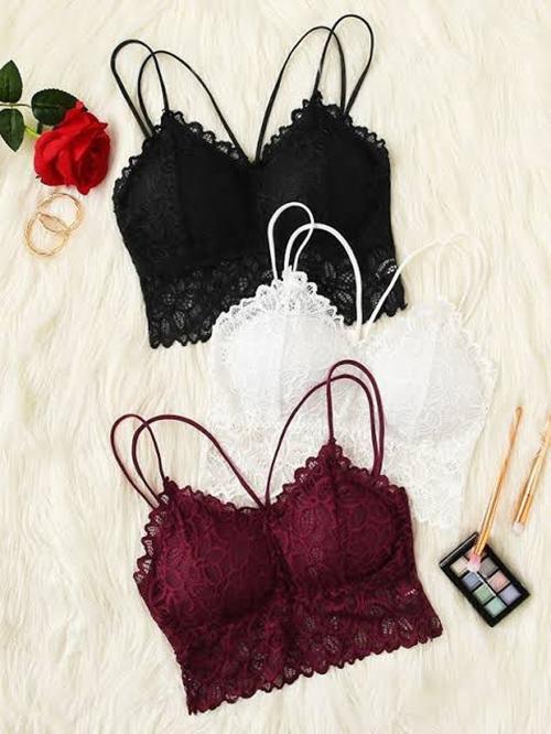 VS Beauti Women Bralette Lightly Padded Lace Bra MULTICOLOR