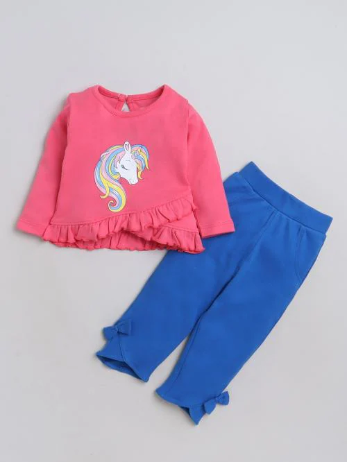 Whaou! Infants Kids Girl Baby Dress, top pant, 6 months to 2 years, full sleeve winter wear, cotton combo cloth