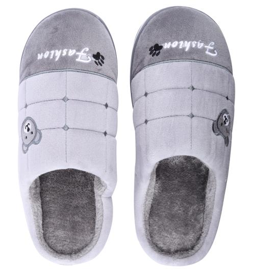 Dekkin 8839G Winter Fur Slipper for Boys and Mens - Grey - 6 UK To 7 UK