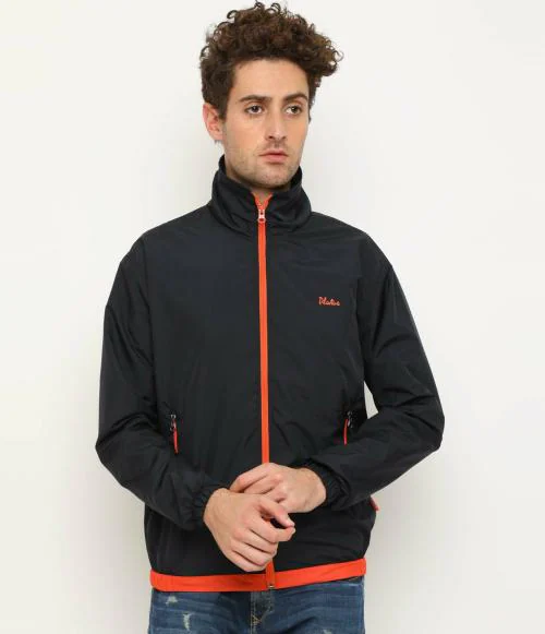 Plutus Men Black Solid Nylon Sports Jacket XL