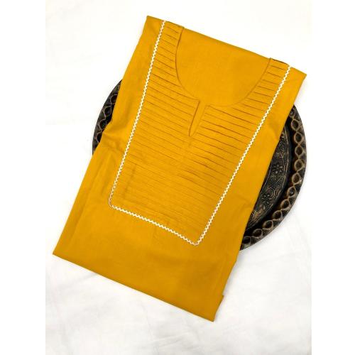PALASH Women's Cotton Lace Designs Dress Material Fabric Length 2.5 Meter Yellow Color PAL.FAB.COOT.745