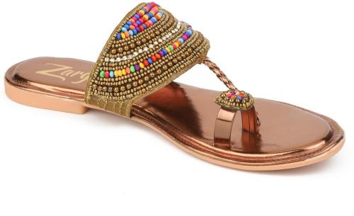 Zaryia Women Flats Sandal - 7 (Multicolor, Copper)