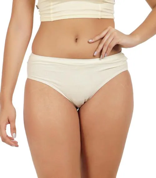 FEMULA Full Hipster Cotton Stretch Mid Waist Full Coverage Panties for Girls and Women (Colour Cream) Size L