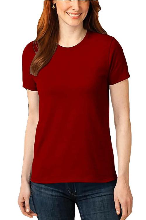 Boldwink Womens Red Half Sleeves Round Neck A- Line T Shirt