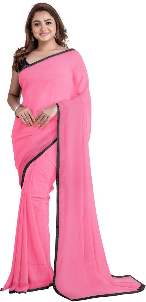 Sareez House Women Pink Solid Art Silk Bollywood Saree (Bpt Pink Bm)