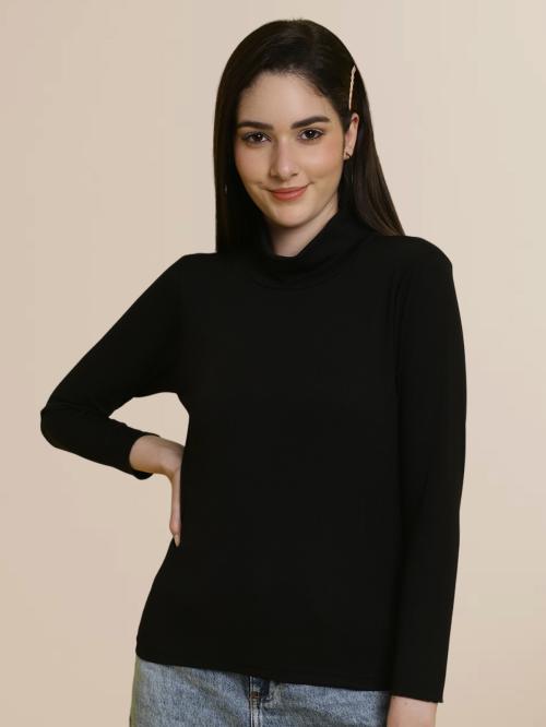 Fabflee Women’s High Neck Rib Knitted Long Sleeves Tops For Women | ribbed top | tops for womens | tops | womens top | crop tops for women | brown crop tops for women