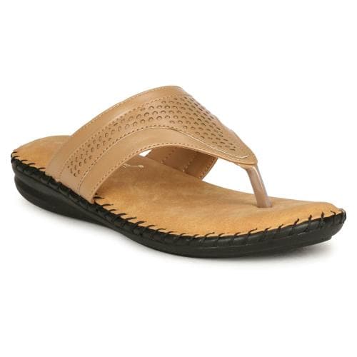 Big Bird Footwear Flat Casual V-strap Doctor Sandals for Women & Girls (Beige)
