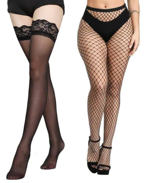 Neska Moda Women Black Fishnet Stockings