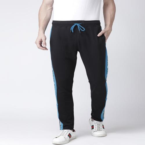 Club York Men's Black Self Design Jogger with Tiping Detail