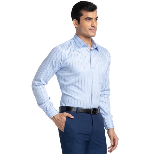 Raymond Slim Fit Stripe Blue Shirt