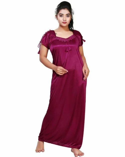 Buy NAVYA ENTERPRISES Women Pink Satin Blend Women Night Dress Free Size Free Size Nighties