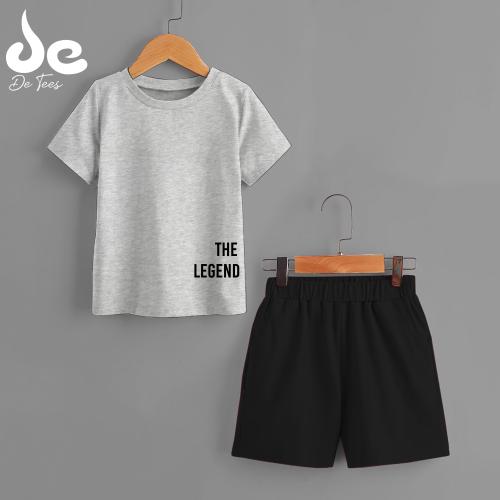 DE TEES BOYS PRINTED HALF SLEEVE TSHIRT AND SHORTS 160GSM