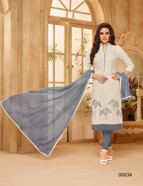 White Jacquard Cotton Women's Salwar Suit