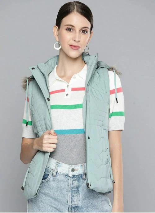 FORT COLLINS WOMEN SKY BLUE JACKET WITH DETACHABLE HOOD