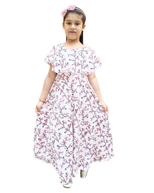 GO KIDS Gorgeous Pink Round neck Sleeveless Crepe Dress