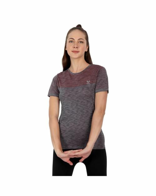 Heka Women Milestone Grey Marl Tee Grey Red