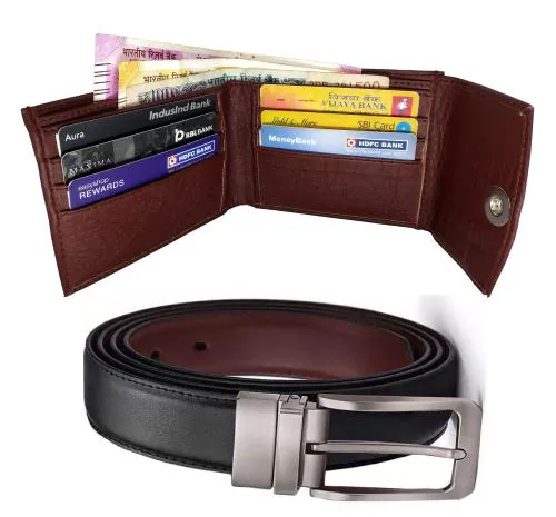 GARGI Men' Belt Wallet Combo' Gift Set