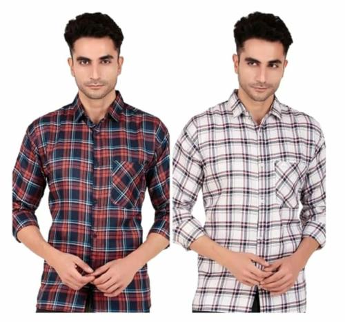 STITCHCRAFT STYLE Check Shirt for Men Full Sleeves Formal Check Shirts Big Checks Shirts for Men Office Wear Plaid Checkered Shirt Casual Office Wear Set Of 2