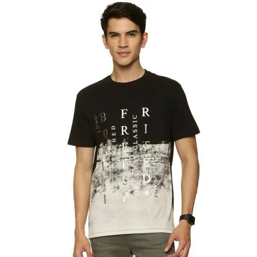 Bollti Black Cotton Printed Tshirt For Men