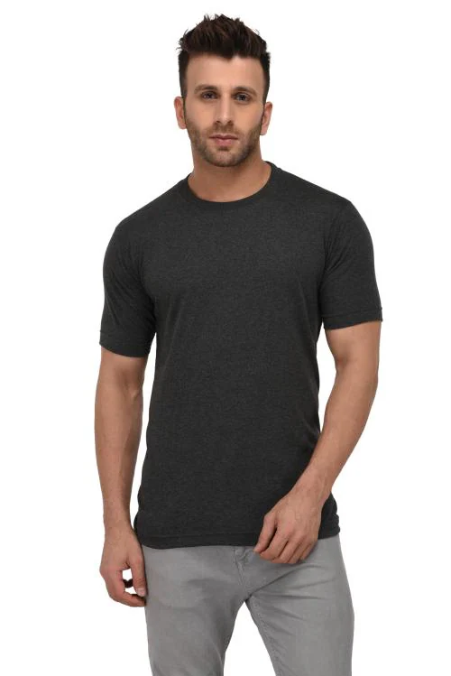 Weardo Men's Plain Dark Grey Round Neck T-Shirt In XL Size