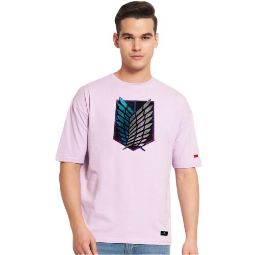 XL - Baby Pink AOT Scouts Attack On Titan Oversized Cotton T-shirt Anime Oversized T Shirt TeesTheDay