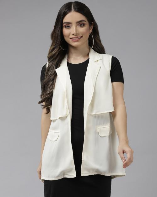 Aarika Womens Cream Color Cotton Blend Shrug