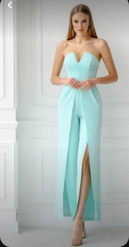 RAIKA Light Green Strapless V-Neck Jumpsuit