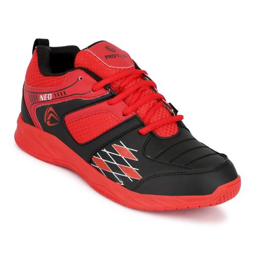 PRO KVH Men's Non-Marking Power Cushion Training Shoes Athletic Shoes Anti-Slip Cushioning Synthetic Badminton, Table Tennis, Volleyball, Court Shoes (RED)