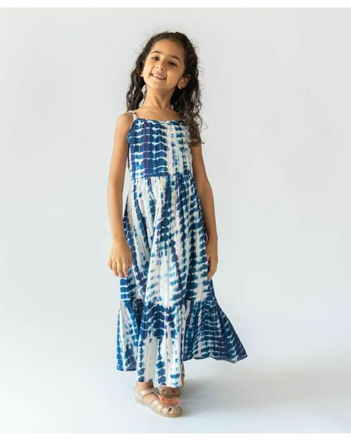 A Little Fable Girls Multicolor 100% Cotton Tie & Dye Dresses