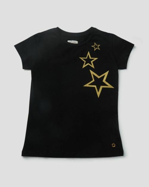 Gini and Jony Girls Black Printed Cotton Knits Top Half Sleeves